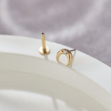 14K Gold Celestial Crescent Moon Threadless Piercing