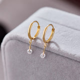 Gold-Filled Crystal Drop Hoop Earrings