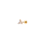 14K Gold Trio Crystal Threadless Piercing