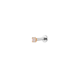 14K Gold Solitaire Gem Threadless 2.5mm Piercing