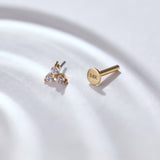 14K Gold Trio Crystal Threadless Piercing