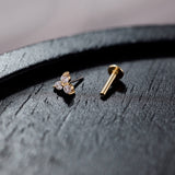 14K Gold Trio Crystal Threadless Piercing