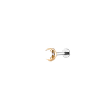 14K Gold Celestial Crescent Moon Threadless Piercing