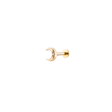 14K Gold Celestial Crescent Moon Threadless Piercing