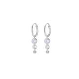 925 Silver Triple Crystal Raindrop Hoop Earrings