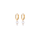 Gold-Filled Double Crystal Raindrop Hoop Earrings
