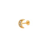 14K Gold Crescent Moon Threadless Piercing