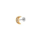 14K Gold Crescent Moon Threadless Piercing