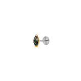 14K Gold Green Moss Agate Marquise-Shaped Threadless Piercing