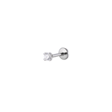 14K White Gold Solitaire Gem Threadless 2.5mm Piercing