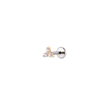 14K Gold Trio Crystal Threadless Piercing