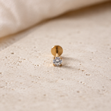 Titanium PVD Gold Solitaire Gem Threaded 2.5mm Piercing