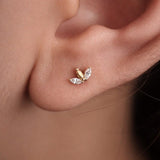 14K Gold Marquise-Shaped Crown Threadless Piercing