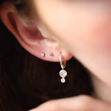 925 Silver Double Crystal Raindrop Hoop Earrings
