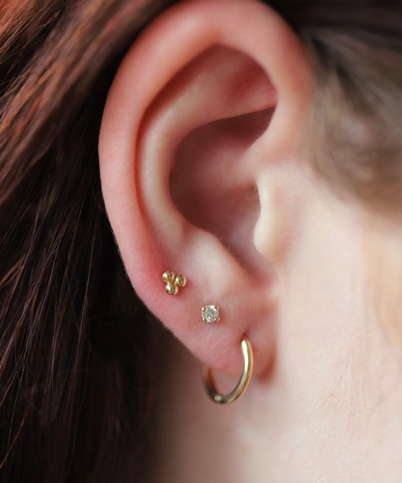 14K Gold Trio Ball Threadless Piercing