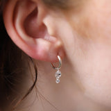 925 Silver Double Crystal Raindrop Hoop Earrings