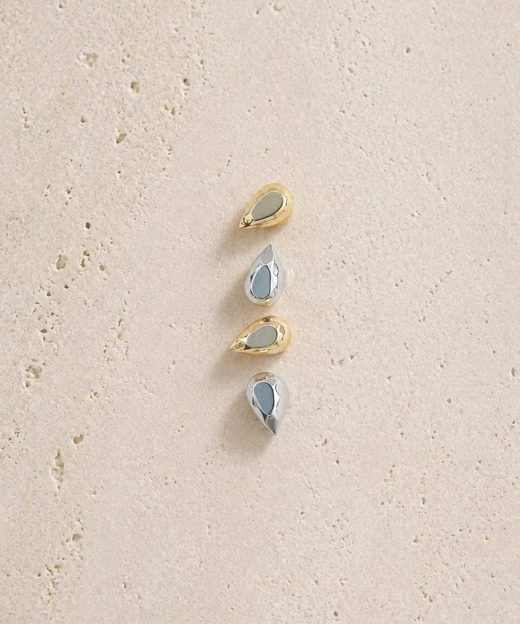 14K White Gold Faceted Cut Disc Teardrop Threadless Piercing